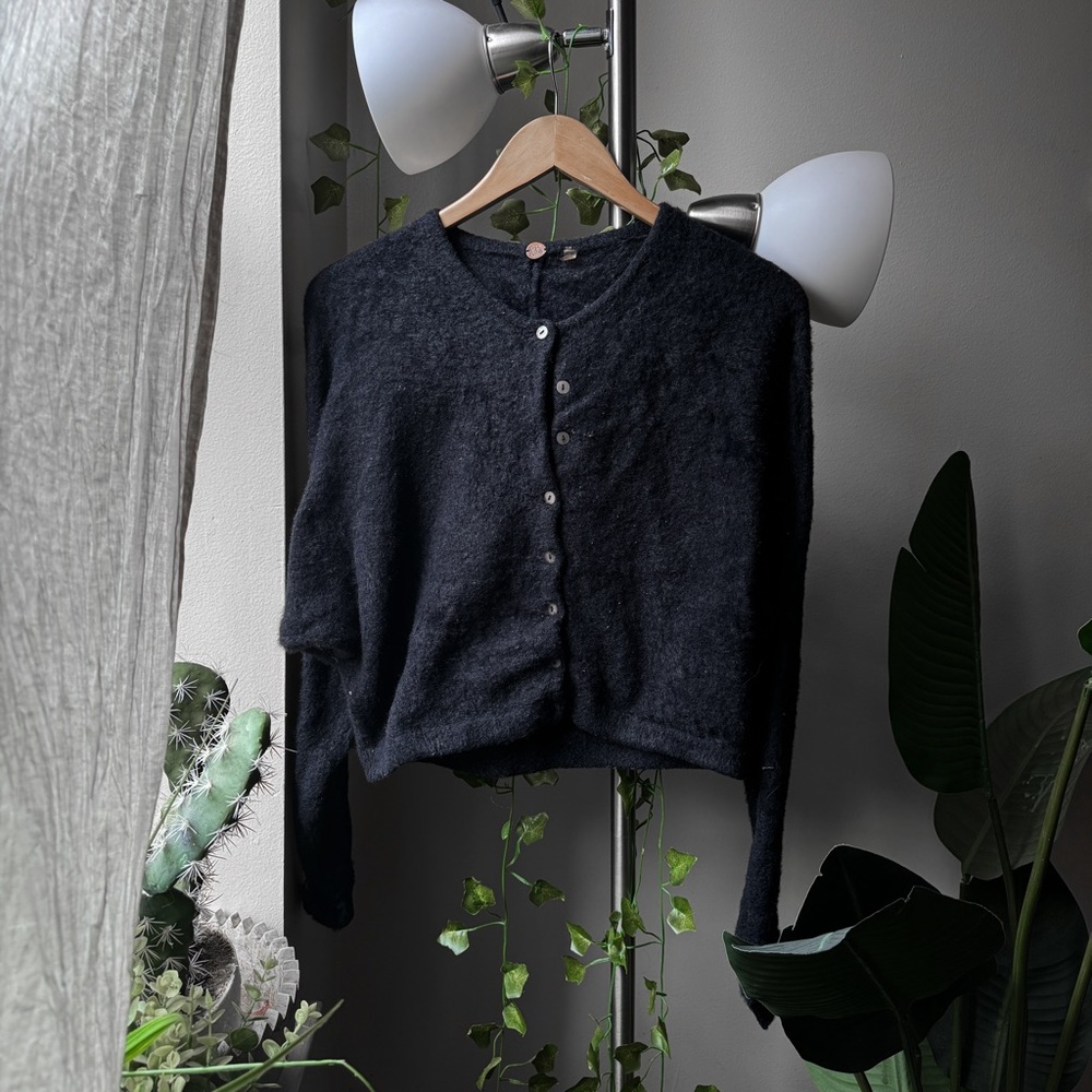 Free people fuzzy button down cardigan